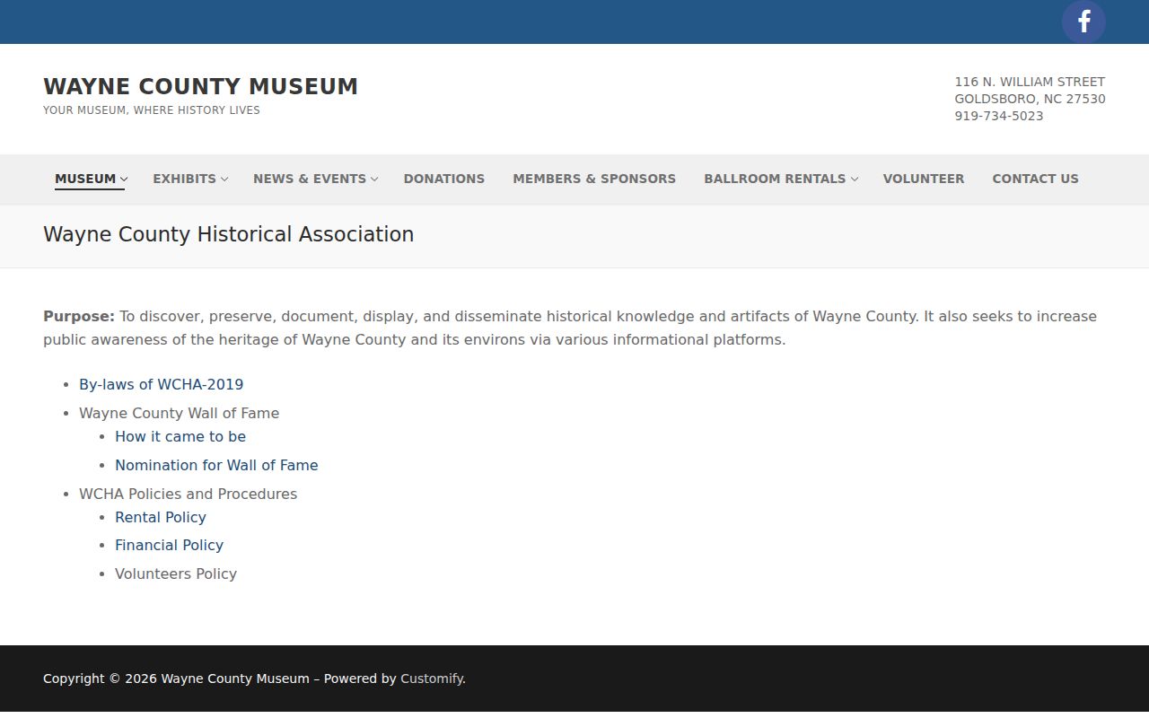 Goldsboro city directory historical research route at Wayne County Historical Association