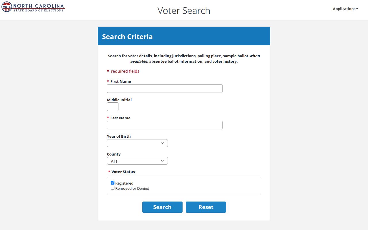 Goldsboro residents directory North Carolina voter lookup form