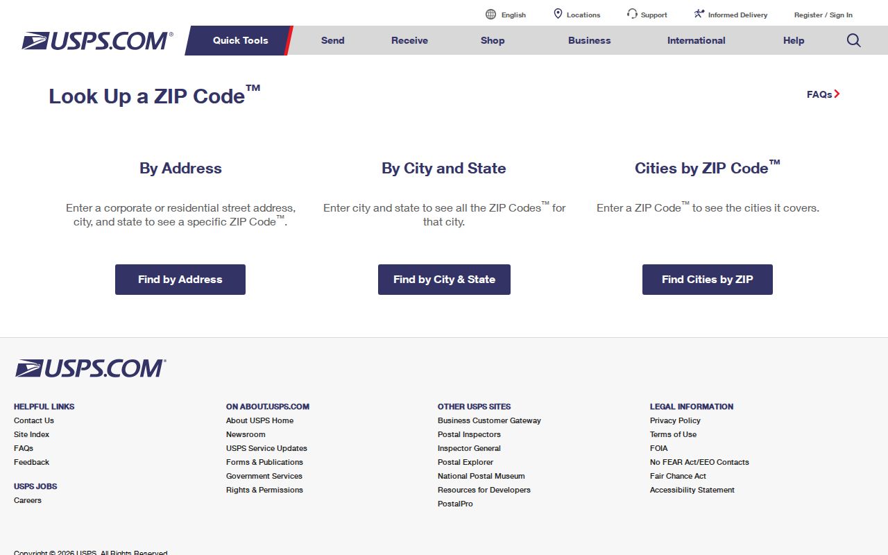 Goldsboro ZIP code directory USPS ZIP Code Lookup modes